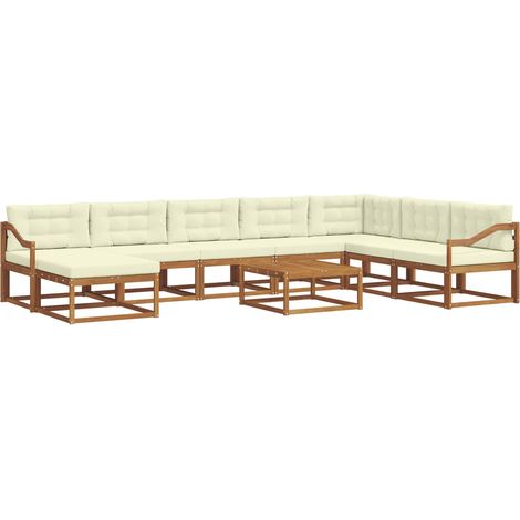 Outdoor Sofa Set with Cushion 9 pcs Natural and Cream vidaXL (1/5)