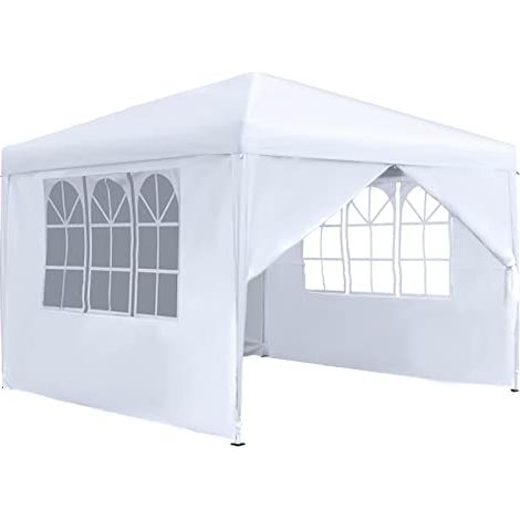 Pavillon 3x3m Faltpavillon Wasserdicht Stabil Winterfest Faltbar Gartenpavillon mit 4 Seitenteilen & Fenstern & Tragetasche Weidezelt Gartenzelt UV-Schutz Grillpavillon Partyzelt, Weiß NAIZY (1/5)