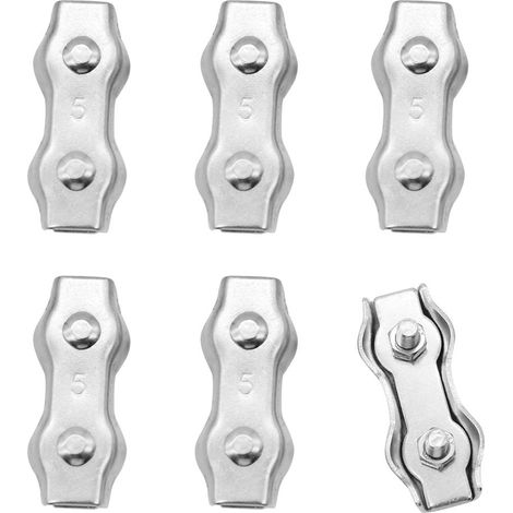 6 Pièces M5 Duplex Pinces En Acier Inoxydable Connecteur De Corde Pince De Câble Métallique En Acier Inoxydable Pour Câble Métallique 4 mm Pince De Câble En Acier Inoxydable (1/5)