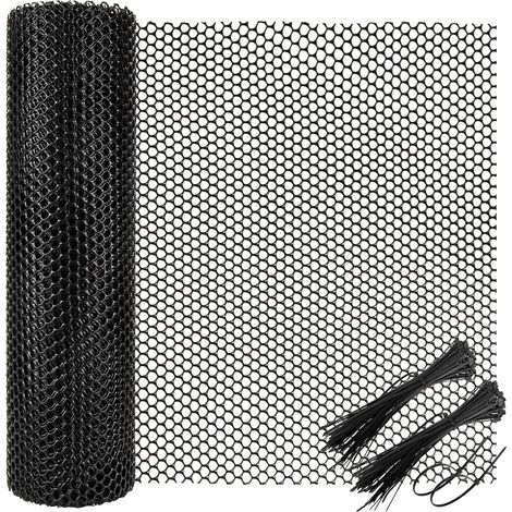Chicken Wire Mesh Roll with 100 Fixed Straps, Heavy Duty Plastic Garden Fence, Durable Rustproof Poultry Fencing and Temporary Fence for Yard (40cm x (1/5)