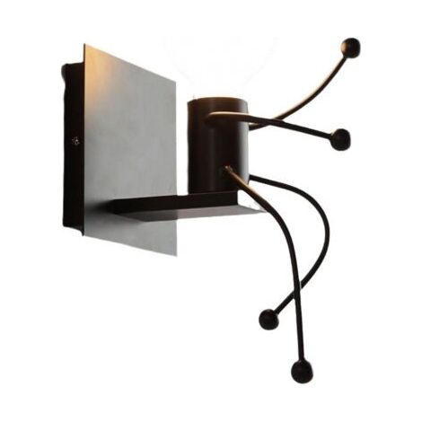 Lampe frontale de miroir de salle de bain, lampe murale créative Vintage Cartoon Little Man Swing, noir (1/5)