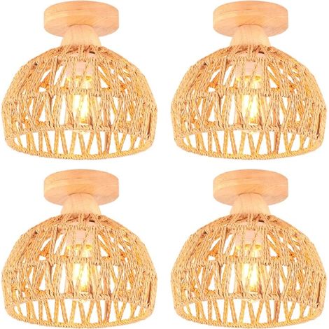 Plafonnier - - Vintage - Métal + Corde de chanvre - 20cm x 12.5cm - E27 60W (1/5)