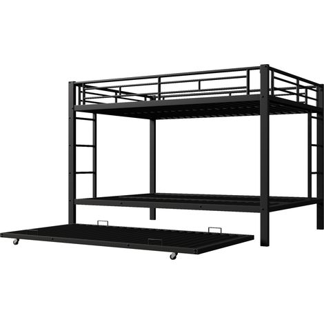 Letto a castello in metallo 140 x 200 cm con letto estraibile nero HOMVRA (1/5)