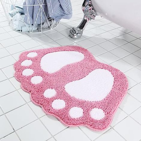Tapis de bain absorbants et antidérapants en microfibre douce, lavables en machine, pour salle de bain, baignoire et douche (rose, 40 x 60 cm)