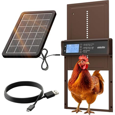 Automatische Solar-Hühnerstalltür – LCD-Bildschirm – Fernbedienung, Lichtsensor und Timer – Sicherheit und Seelenfrieden: Einklemmschutzfunktion – 5-Jahres-Schutz (1/5)