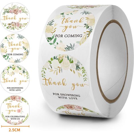 (1000 pièces) Étiquettes autocollantes « Merci » 2,5 cm 8