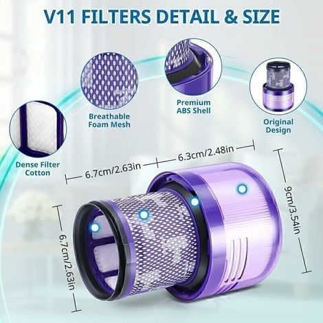 2 Pack Filtres pour Dyson V11 Absolute Extra Pro, V11 Torque Drive Animal, V15 Detect sans fil Aspirateur SV14 SV17 SV22 Hepa Filtre de Remplacement Lavable Remplace DY-970013-02，filtre dyson v11--TRI (1/3)