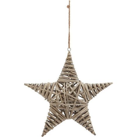 The Noel Collection Large Star Decoration - Wicker - L5 x W42 x H42 cm - Brown