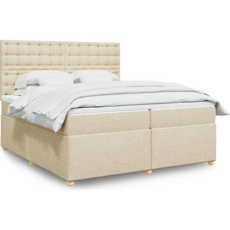 Cama box spring con colchón tela color crema 200x200 cm vidaXL (1/5)