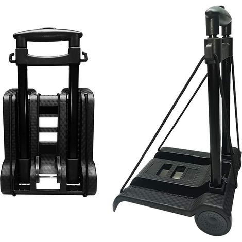 Chariot à Main Pliant, avec Roues en PVC résistantes à l'usure et silencieuse, Timon réglable, capacité 40 kg et Poids léger (1,4 kg), Chariot Utilitaire Compact, Robuste et Portable (1/5)