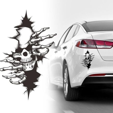 Autocollant de voiture « 480 Crâne Effrayant » : Un design de crâne élégant et accrocheur qui rend votre voiture encore plus unique et distinctive. Un design de crâne simple mais spectaculaire.-NANOTE (1/4)