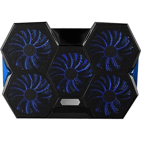 Coolcold Laptop-Kühler, Wärmeableitungsständer mit LED, erhöhter Sockel, DC 12V, schwarz und blau, Flaggschiffmodell.