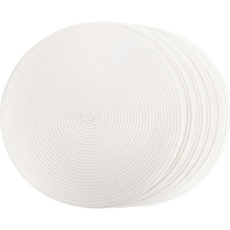 Set mit 6 dekorativen, gewebten Kunststoff-Tischsets/Untersetzern – 38,00 x 38,00 x 1,50 cm – Weiß (1/3)