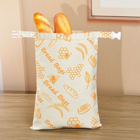 Set mit 2 Bienenwachs-Brotbeuteln für selbstgebackenes Brot, wiederverwendbare Aufbewahrung aus Bio-Baumwolle für Sauerteigbrot und Baguettes (1/4)