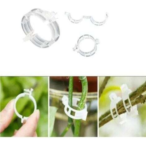 (White) 100 Pieces Plant Support for Plant Stand, Plastic Vine Tie Clips, Vine Fixing Clips (1/4)