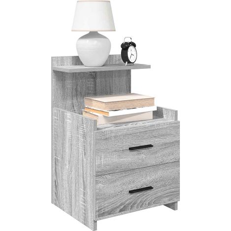 Nachttische 2-tlg. mit 2 Schubladen Grau Sonoma 40x36,5x62 cm (1/5)