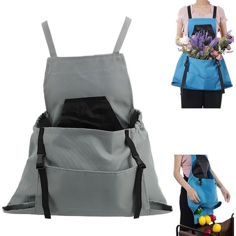 Delantal de jardinería impermeable de tela Oxford con bolsillo de liberación rápida (gris), delantal de trabajo agrícola ajustable. (1/5)
