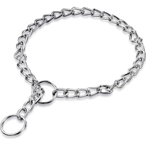 Collier de Chien en Métal Collier Chaîne de Chien Collier Ras du Cou de Chien en Acier Collier Anti-Glissement Ras du Cou de Marche Formation pour Animaux de Compagnie 3 mm x 55 cm (1/4)