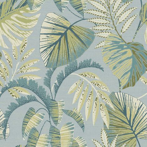 Next JUNGLE LEAVES Blau Vliestapete 10mx52cm