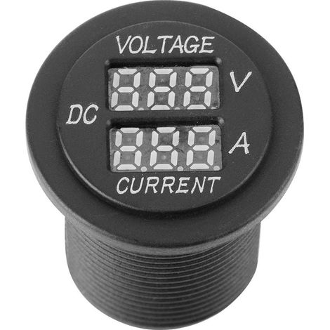 Voltmètre-ampèremètre numérique à LED, boîtier rond en ABS, double 12 (1/5)