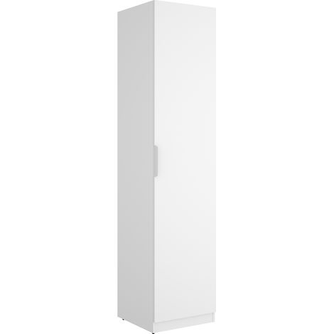 Armoire colonne de rangement à 1 porte et 2 étagères, coloris blanc - Hauteur 203,5 x Longueur 45,5 x Profondeur 51,4 cm (1/5)
