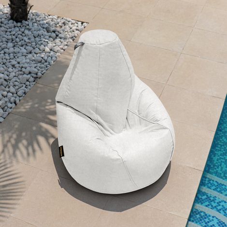 Pouf Poire Similicuir Extérieur Patagonia Blanc XL Blanc