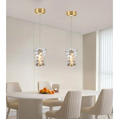 Lot de 2 Lustre Suspension Moderne LED Lampe de Plafond Abat-jour en Cristal,813cm,Lumière tricolore (1/5)