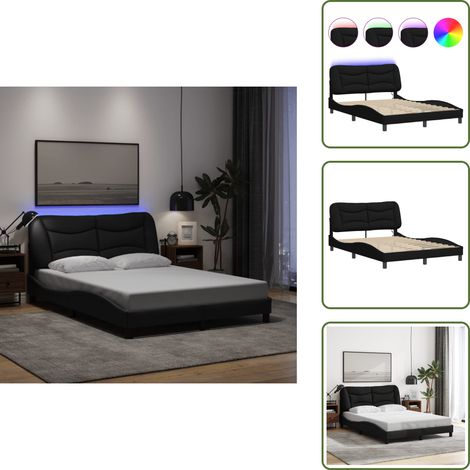 Cuscino testiera - vidaXL Giroletto con LED senza Materasso Hvar Nero 120x200 cm Tessuto - Letto con LED