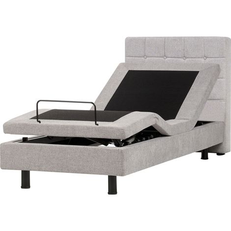 Lit simple à réglage électrique avec télécommande 90 x 200 cm en Tissu Gris Clair Duke (1/5)