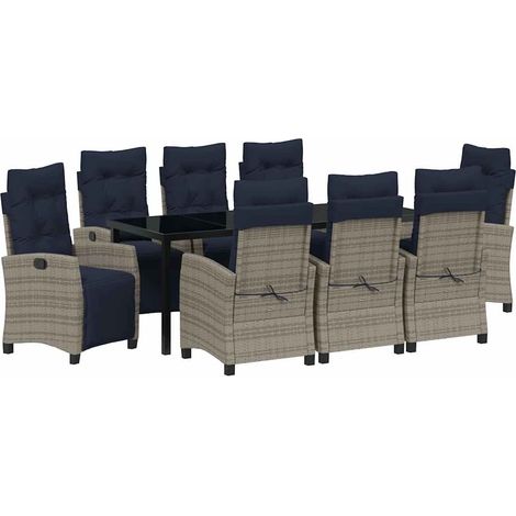Maison Exclusive - Set da Pranzo per Giardino con cuscino 9 pcs Grigio polyrattan