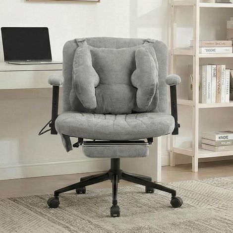 Chaise de bureau ergonomique pivotante avec soutien lombaire à air,Fauteuil large pivotant avec roulettes, rembourré et confortable, capacité jusqu’à 150 kg