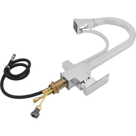 Robinet de cuisine à douchette extractible double jet eau chaude/froide avec filtre intégré (1/5)