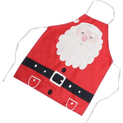 CCYKXA Weihnachtsschürze, Küchenschürze mit Weihnachtsmann-Motiv, Baumwoll-Leinen-Mischgewebe, bequem, strapazierfähig, ölabweisend, Unisex, für Küche und Haushalt (1/5)