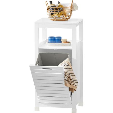 Mobiletto portabiancheria per bagno Mobile porta biancheria con cesto Biancheria sporca Bianco 42x30x90cm BZR67-W SoBuy (1/5)