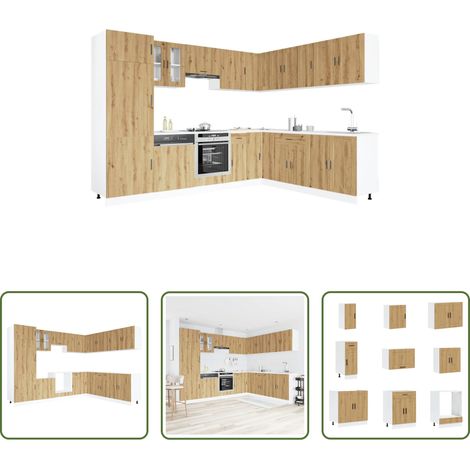vidaXL Küchenregal - 14-tlg. Küchenschrank-Set Porto Artisan-Eiche Holzwerkstoff (1/5)