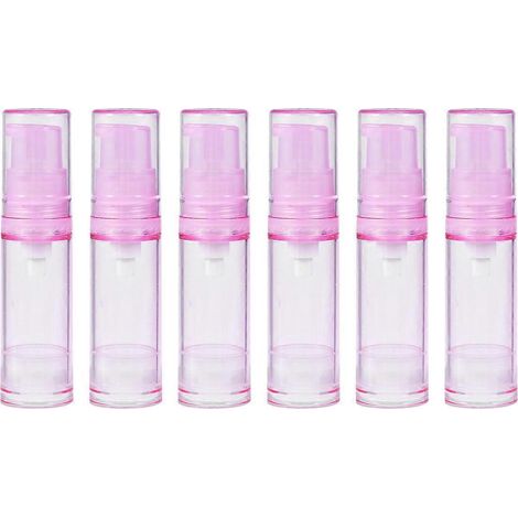 Lot de 6 flacons vides sans air en plastique pour émulsion sous vide avec pompe à lotion (5 ml, flacon rose sous vide)-6pcs-Pink