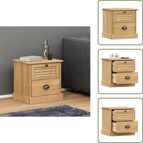 Comodino con design rustico - vidaXL Comodino VIGO 42x35x42 cm in Legno Massello di Pino - Comodino con finitura cerata ambra