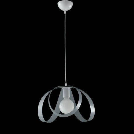 Lampadario studio sospensione in ferro Bianco Grigio una luce 32x h24 cm