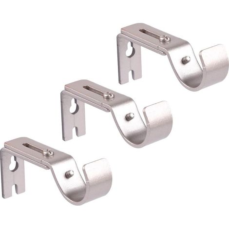 Support de tringle à rideaux réglable, nickel satiné, lot de 3 argenté (1/5)