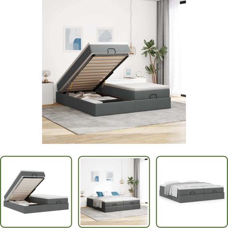 Matratze - Ottoman-Bett mit Matratzen Dunkelgrau 160x200 cm Stoff (1/5)