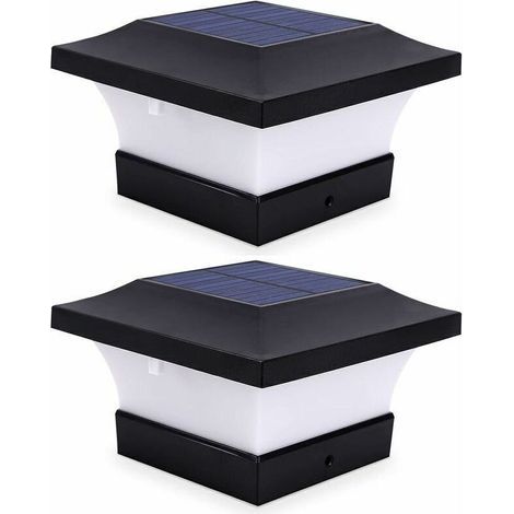 2-Pack Outdoor Solar Post Lights for Fence and Patio Lighting, High Brightness 6000K White LED Solar Lights for 4 x 4, 5 x 5, or 6 x 6 Posts