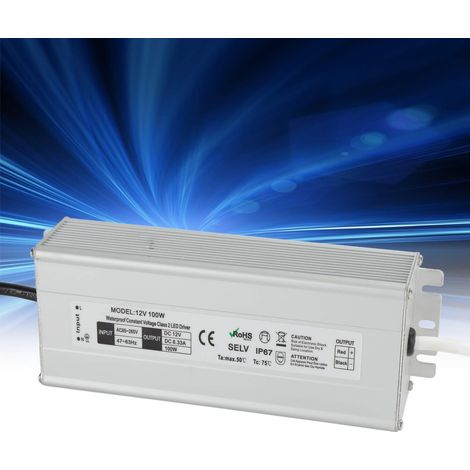100-W-Schaltnetzteil, wasserdicht (IP67), mit LED, 12-V-Ausgang (europäischer Standard), AC 85–265 V (1/5)