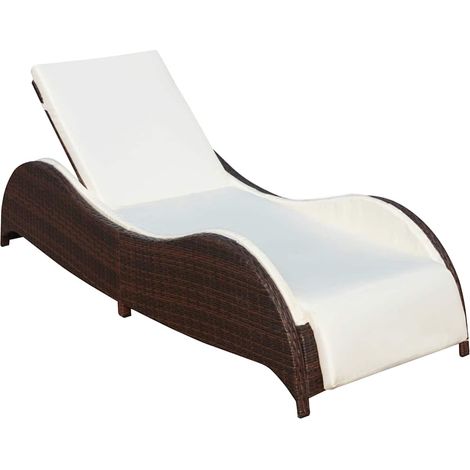 vidaXL Chaise longue avec coussin Résine tressée Marron (1/5)