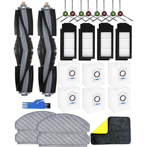 Set di 26 accessori per aspirapolvere Ecovacs Deebot X1 Plus, X1+, parti di ricambio: 2 spazzole principali, 8 spazzole laterali, 4 filtri HEPA, 4 panni per la pulizia, 6 sacchetti per aspirapolvere,  (1/5)