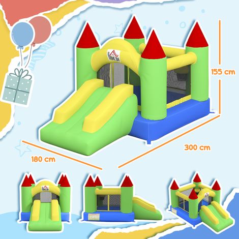 Château gonflable avec toboggan et filet de sécurité, jusqu'à 100 kg, 3-10 ans, 300 x 180 x 160 cm (1/5)