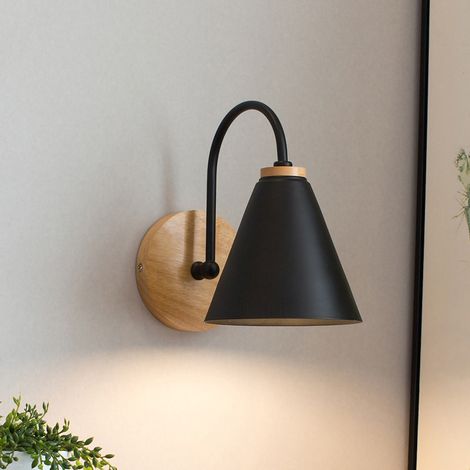 Einfache, gebogene Wandleuchte, rostfrei, für Wohnzimmer, Flur, Büro, Schlafzimmer oder Nachttisch, ohne Leuchtmittel, schwarz.