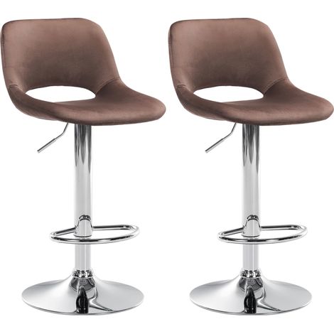 Set di 2 sgabelli da bar in velluto Camden marrone Metallo in look cromato
