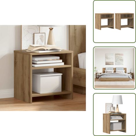 vidaXL Nachttische 2 Stk. Artisan-Eiche 40x30x40 cm Holzwerkstoff (1/5)
