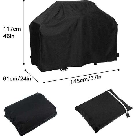 Housse pour barbecue - 145 x 61 x 117 cm - Coupe-vent, résistante aux UV, déperlante, anti-poussière (1/4)
