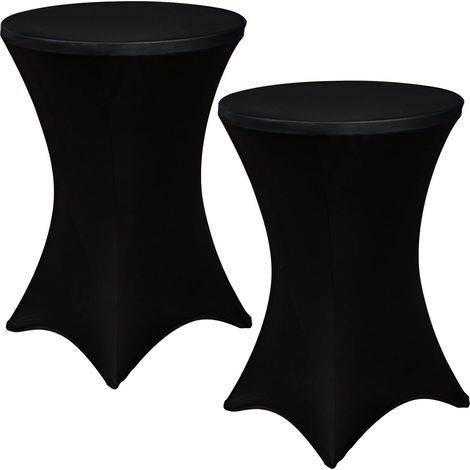 Nappe extensible ajustée en élasthanne pour cocktail, 2 pièces, 24x43 pouces, couverture de Table, événement de mariage, fête (noir, 24x43 pouces) (1/5)